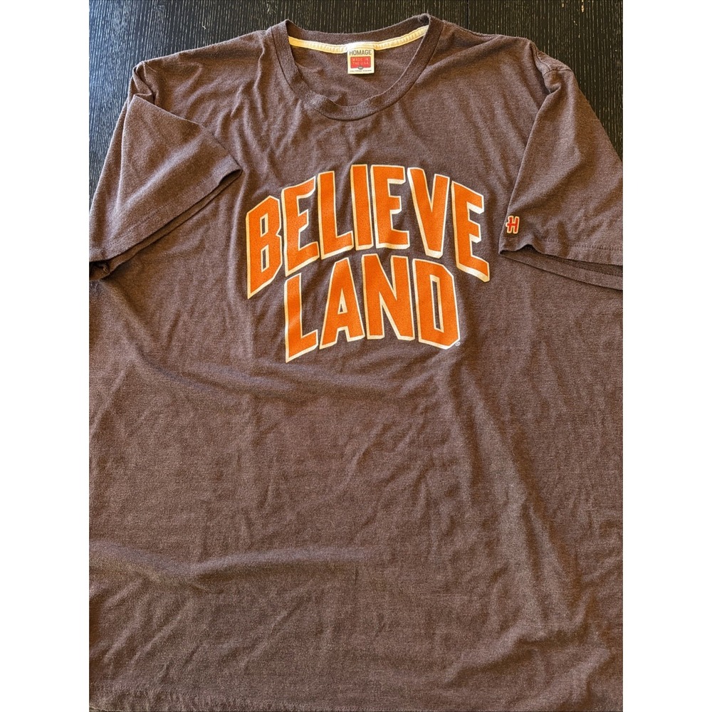Homage Believe Land T-Shirt Mens 3XL Brown Cleveland (G)